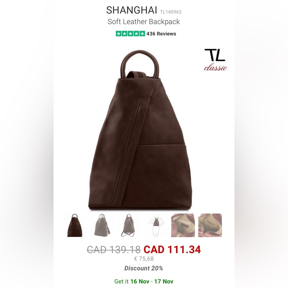 Tuscanny Leather SHANGHAI Soft Leather Backpack